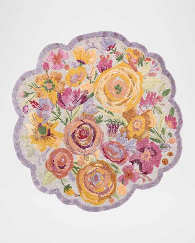 Scalloped Flower Meadow Rug,